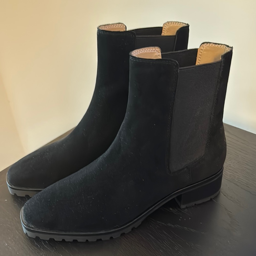 Ann Taylor Black Suede Chelsea Boots